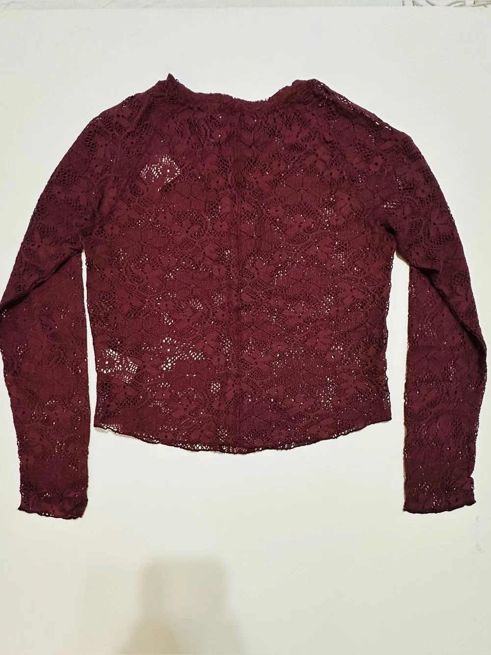 FREE PEOPLE IN THE MEADOW PURPLE LACE LONG SLEEVE TEE TSHIRT TOP LARGE BOHO